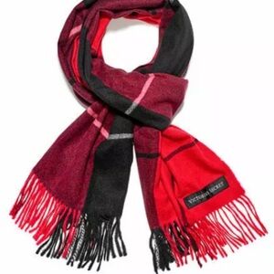 Victoria's Secret Red and Black Plaid Scarf